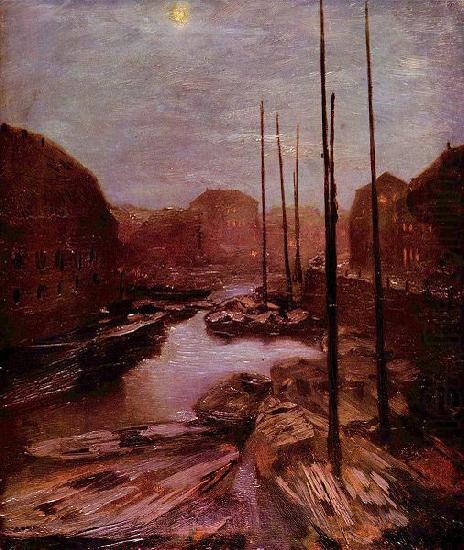 Friedrichsgracht bei Mondschein, Adolph von Menzel